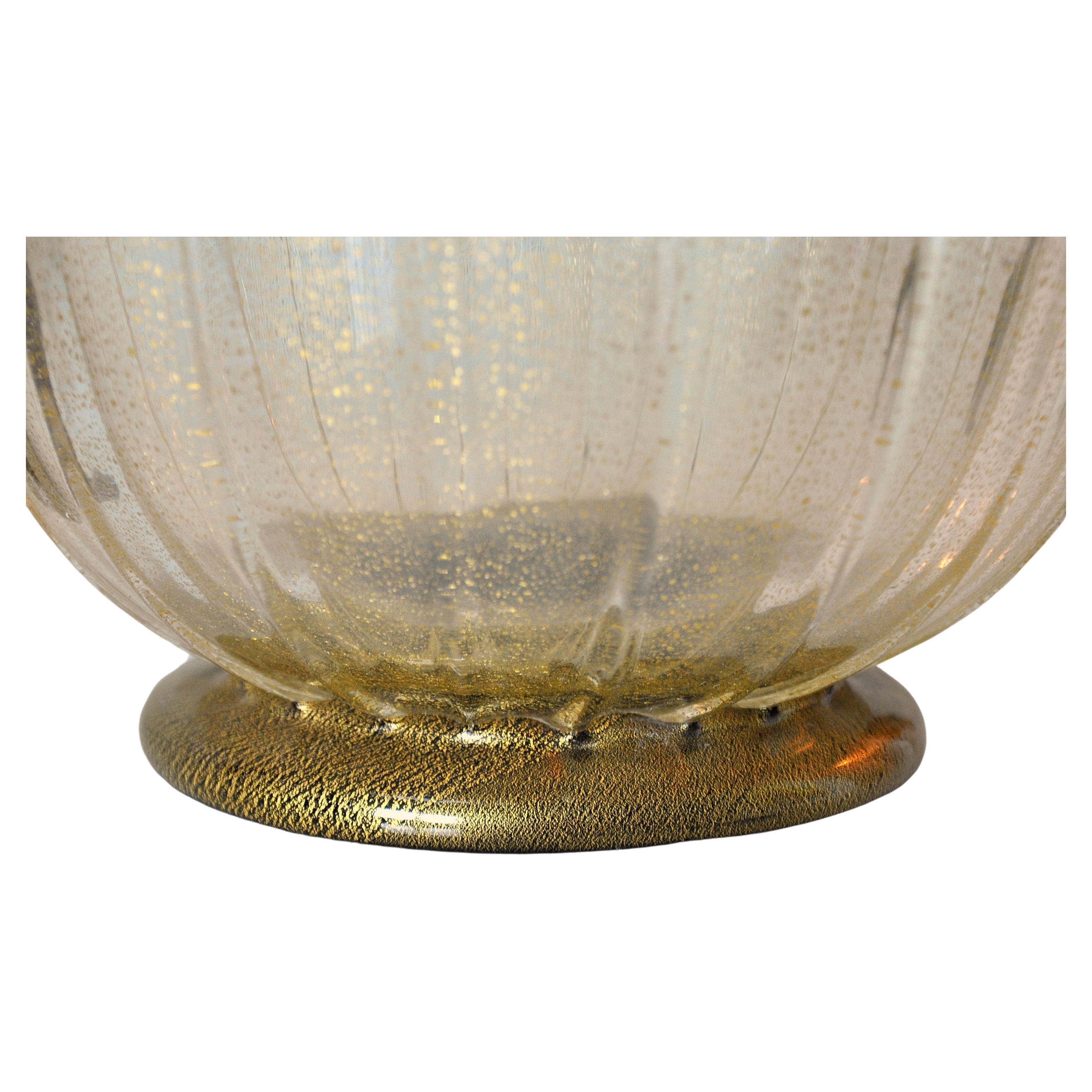 Art Deco Gold and Black Murano Glass Centerpiece Bowl with Serpent Handles For Sale 3