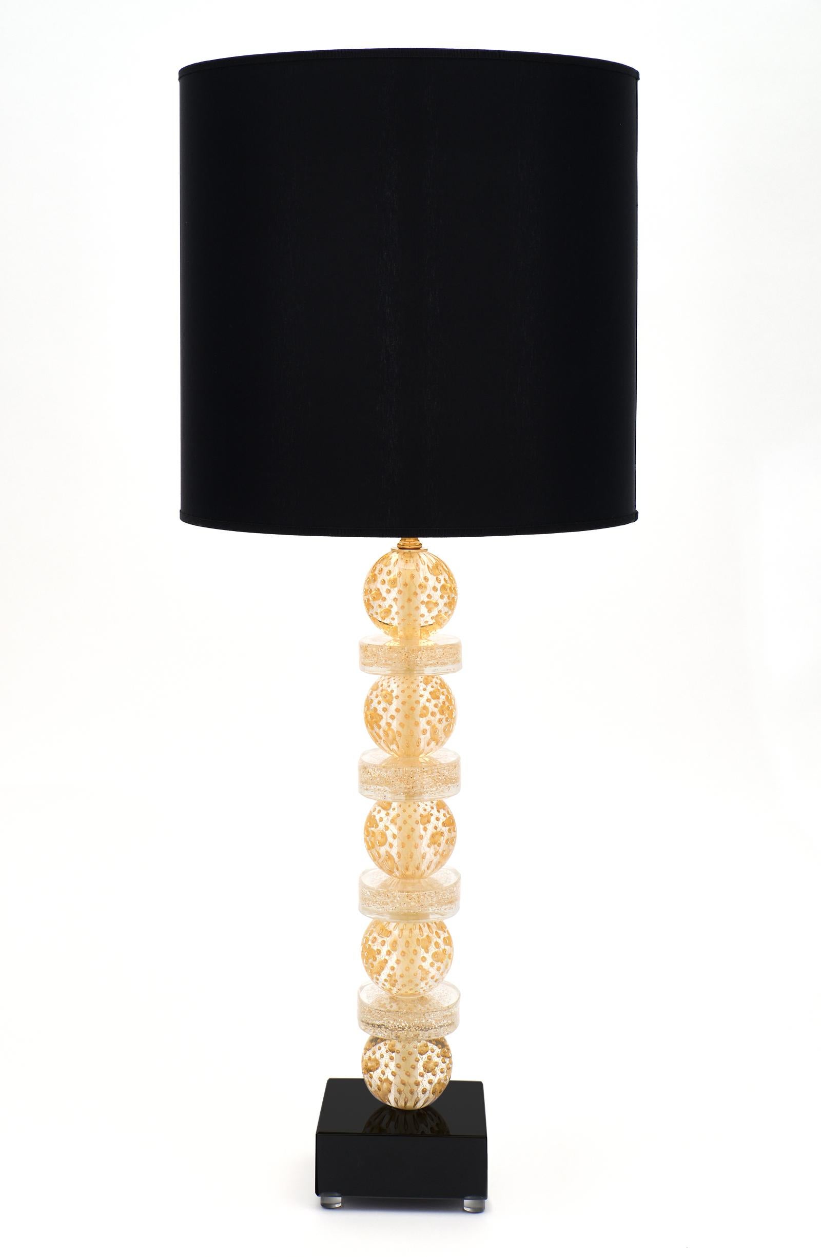 Italian Gold and Black Murano Glass Lamps For Sale