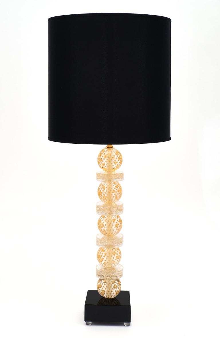 Gold And Black Murano Glass Lamps For, Table Lamps Austin Tx