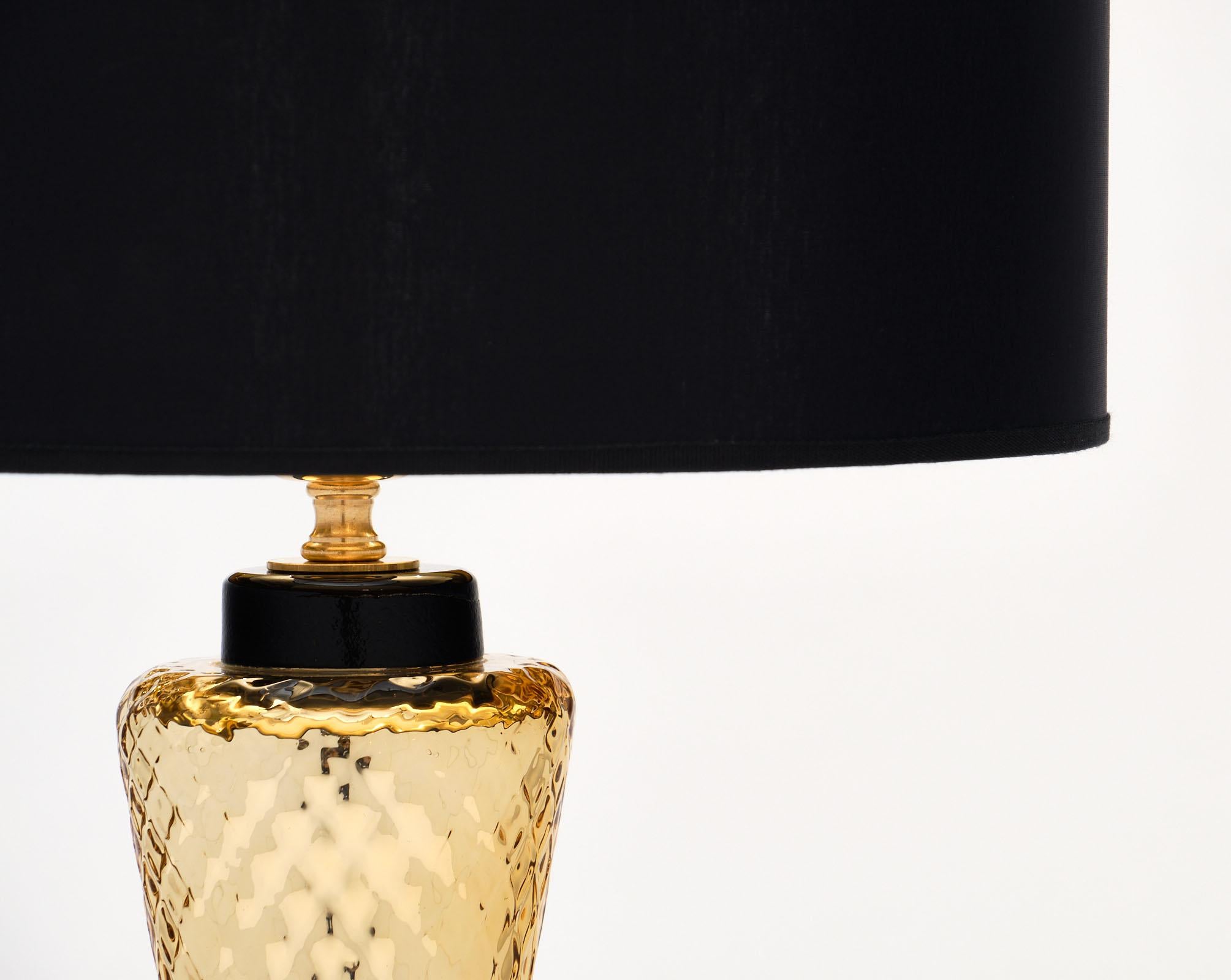 Gold and Black Murano Glass “Specchiato” Lamps In Excellent Condition For Sale In Austin, TX