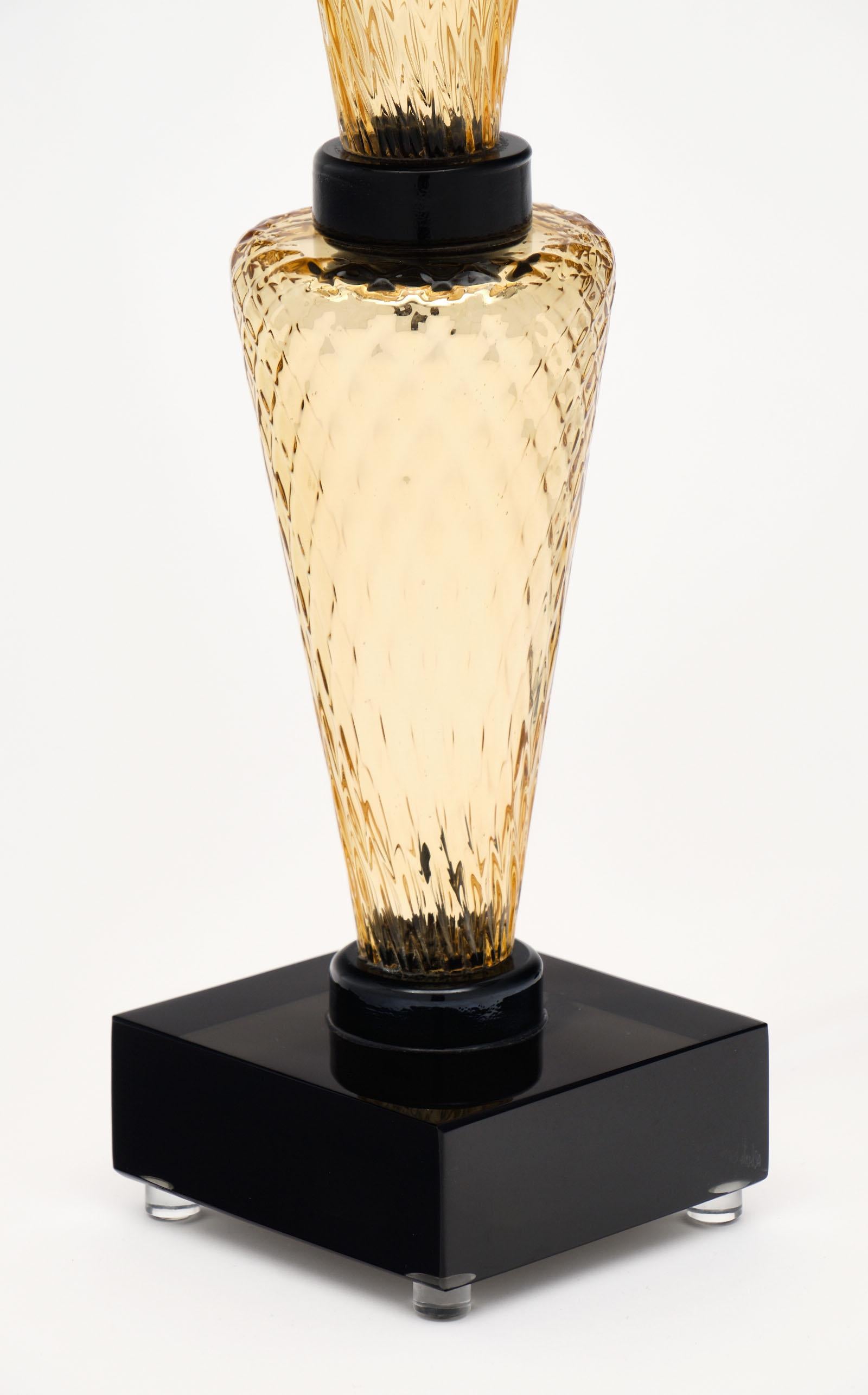 Gold and Black Murano Glass “Specchiato” Lamps For Sale 2