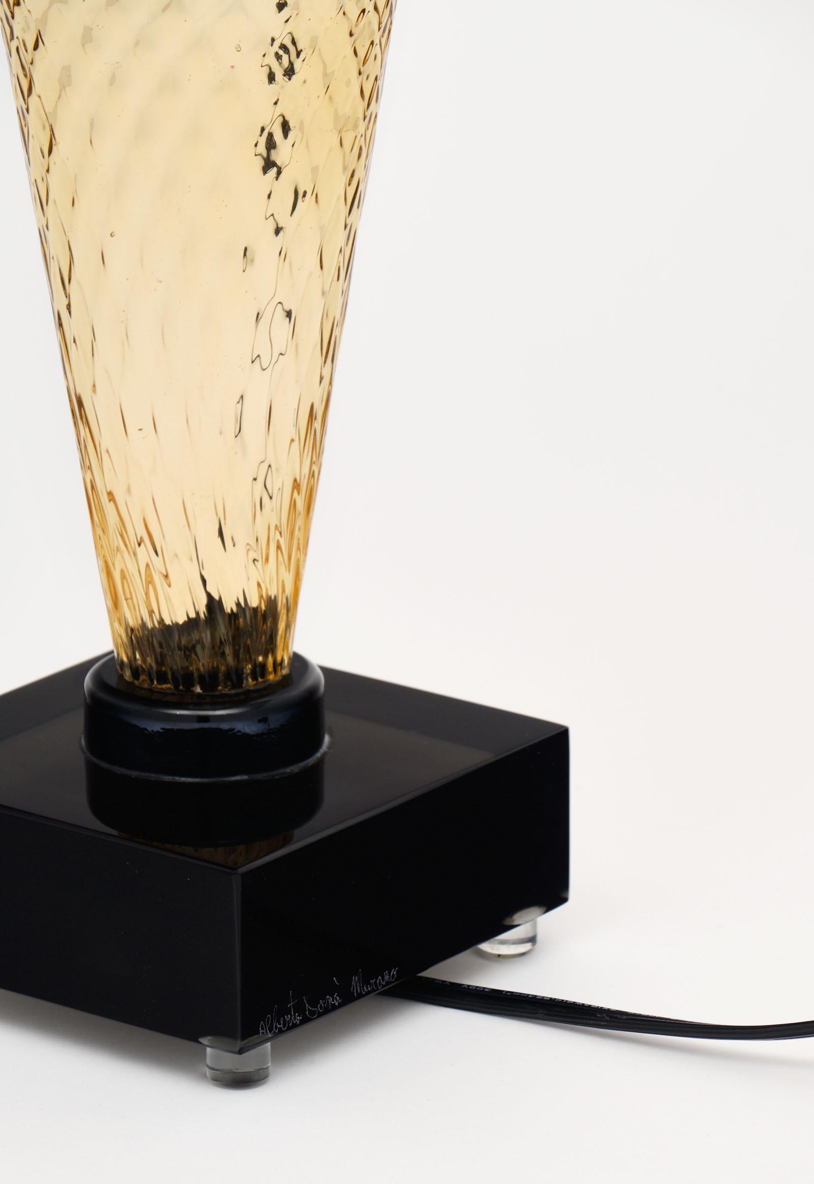 Gold and Black Murano Glass “Specchiato” Lamps For Sale 4