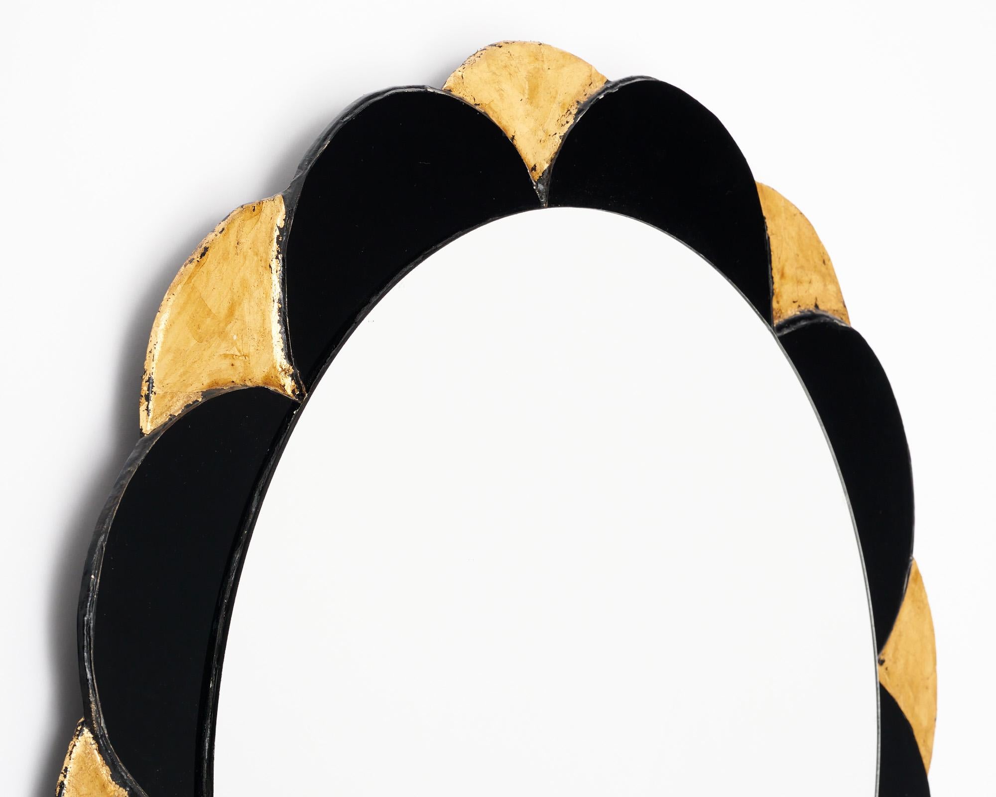 Spanish Gold and Black Petal Mirror For Sale