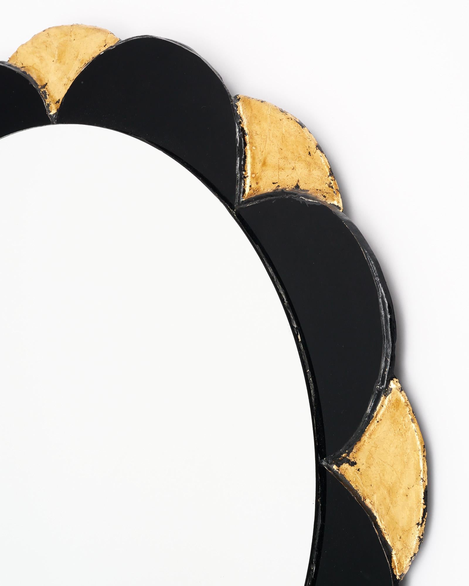Gold and Black Petal Mirror For Sale 2