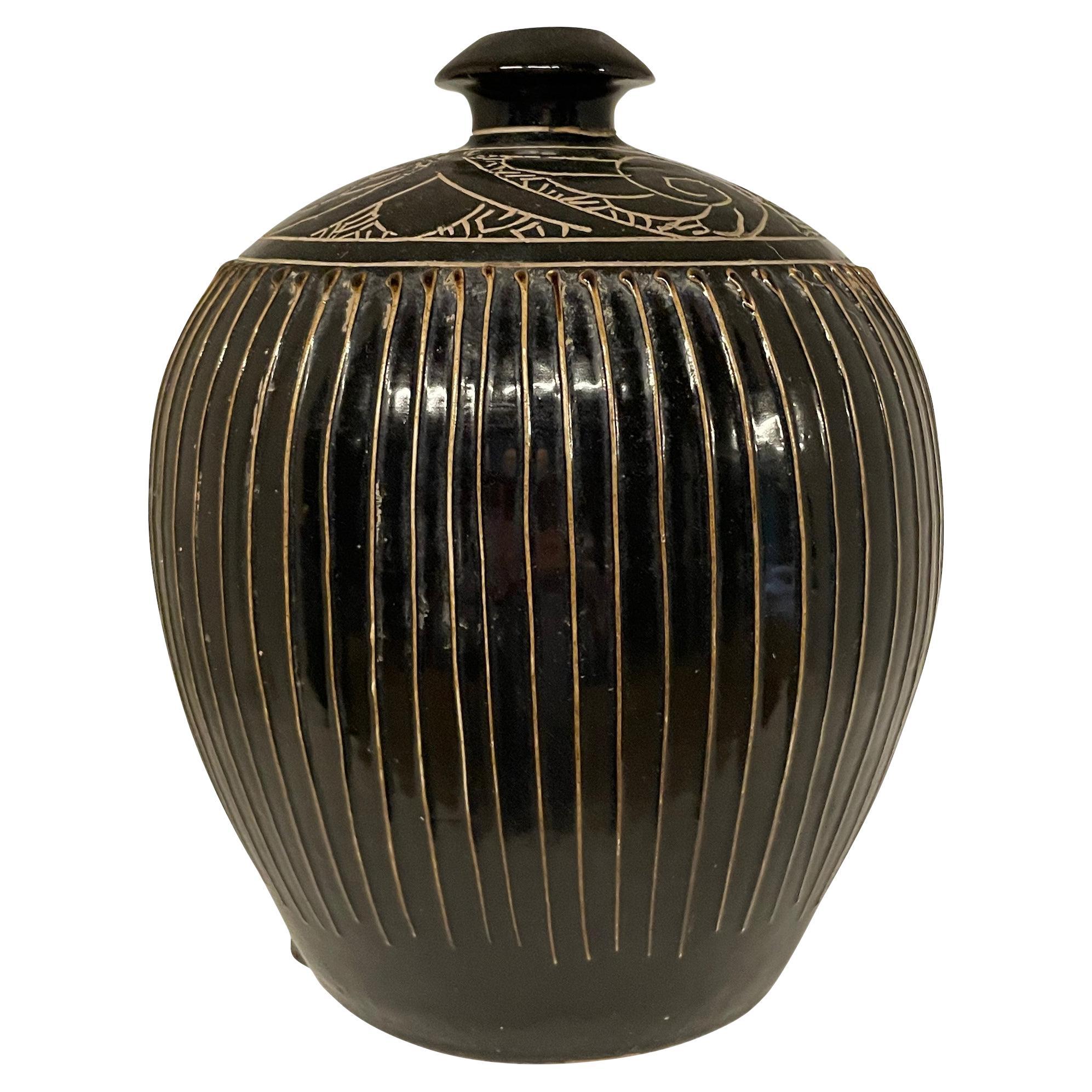 Gold and Black Stripe Vase, China, Contemporary