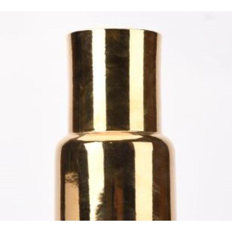 Glazed Gold and Black Tall Vase by WL Ceramics For Sale