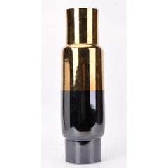 Gold and Black Tall Vase by WL CERAMICS