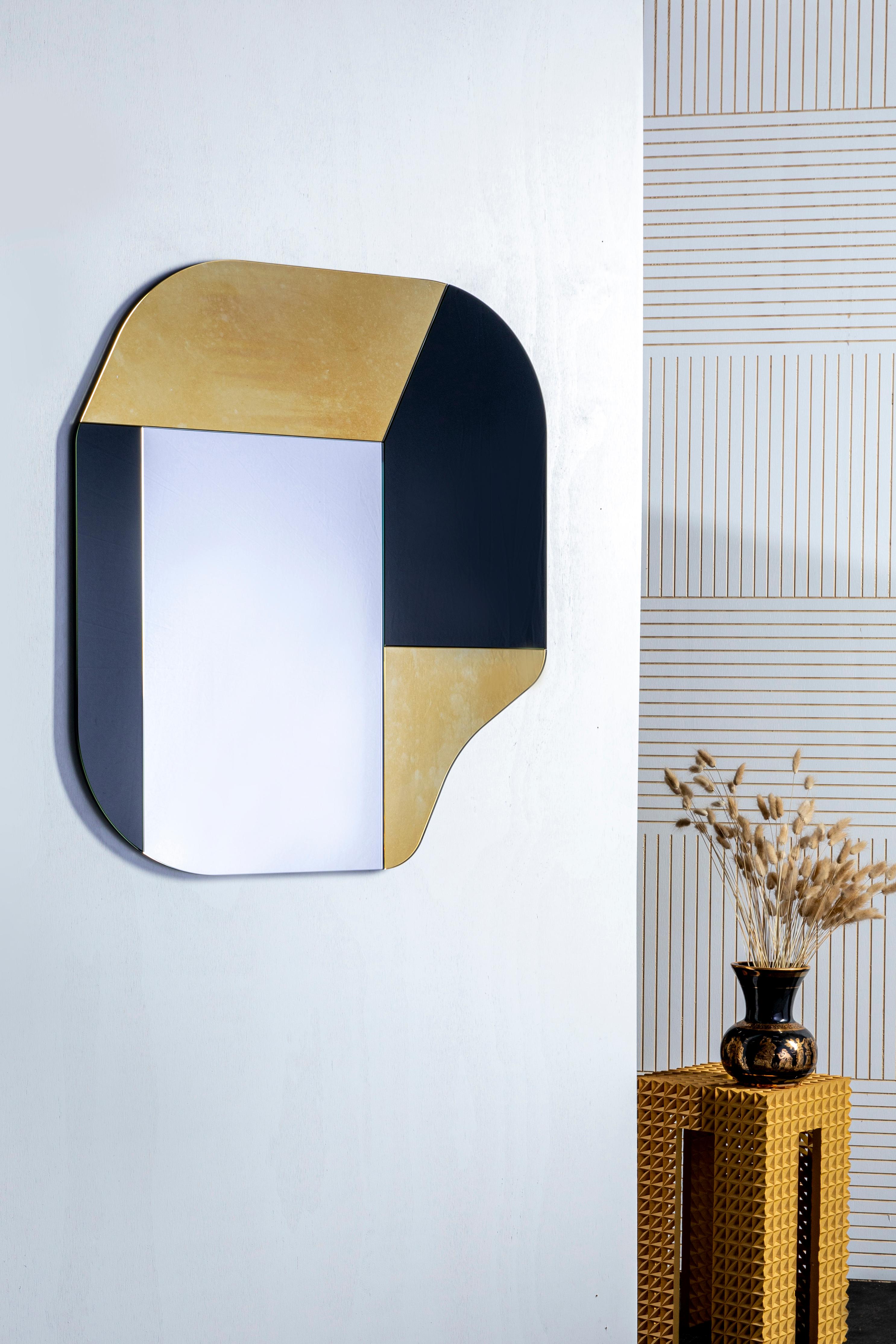 American Gold and Black WG.C1.A Hand-Crafted Wall Mirror For Sale