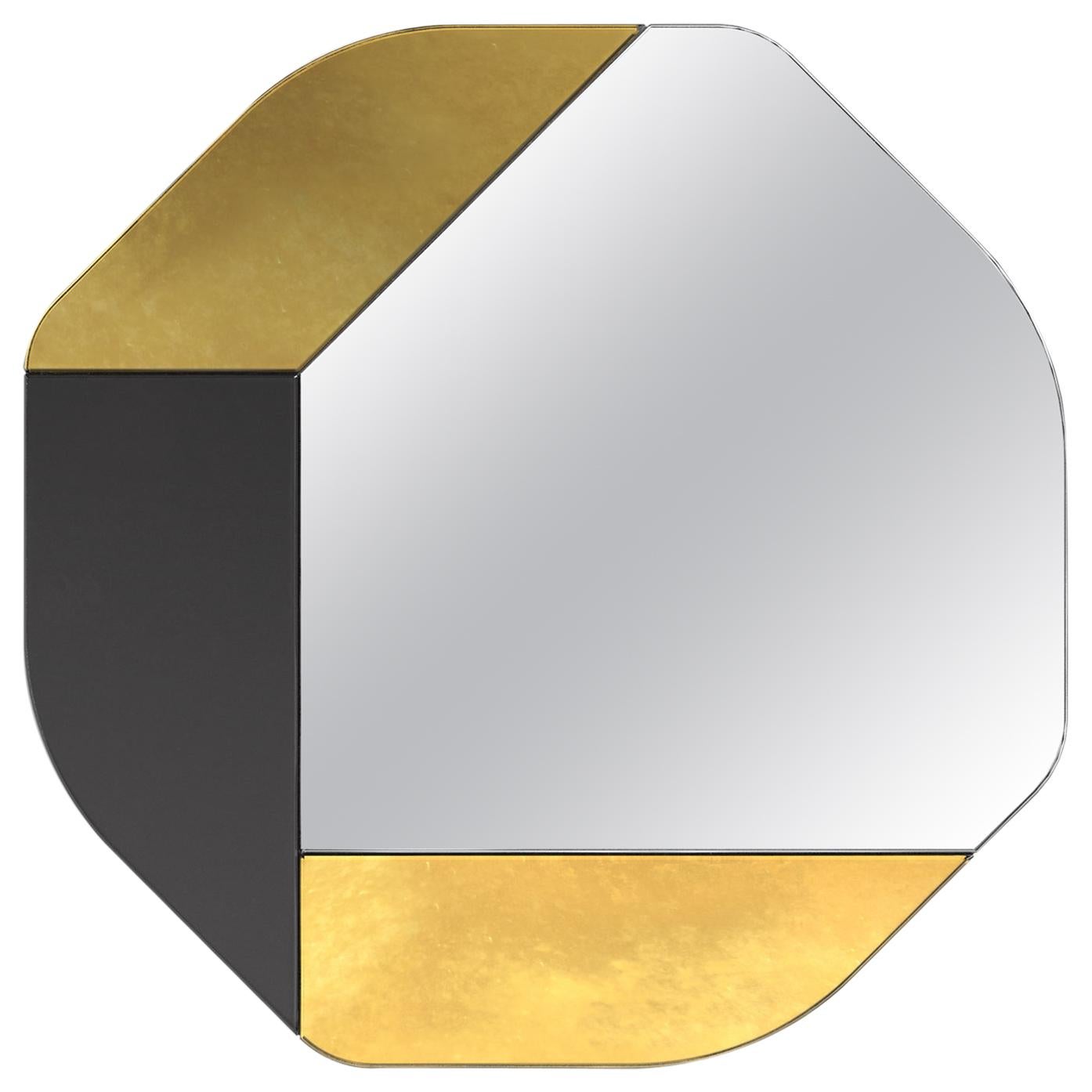 Gold and Black WG.C1.B Hand-Crafted Wall Mirror For Sale