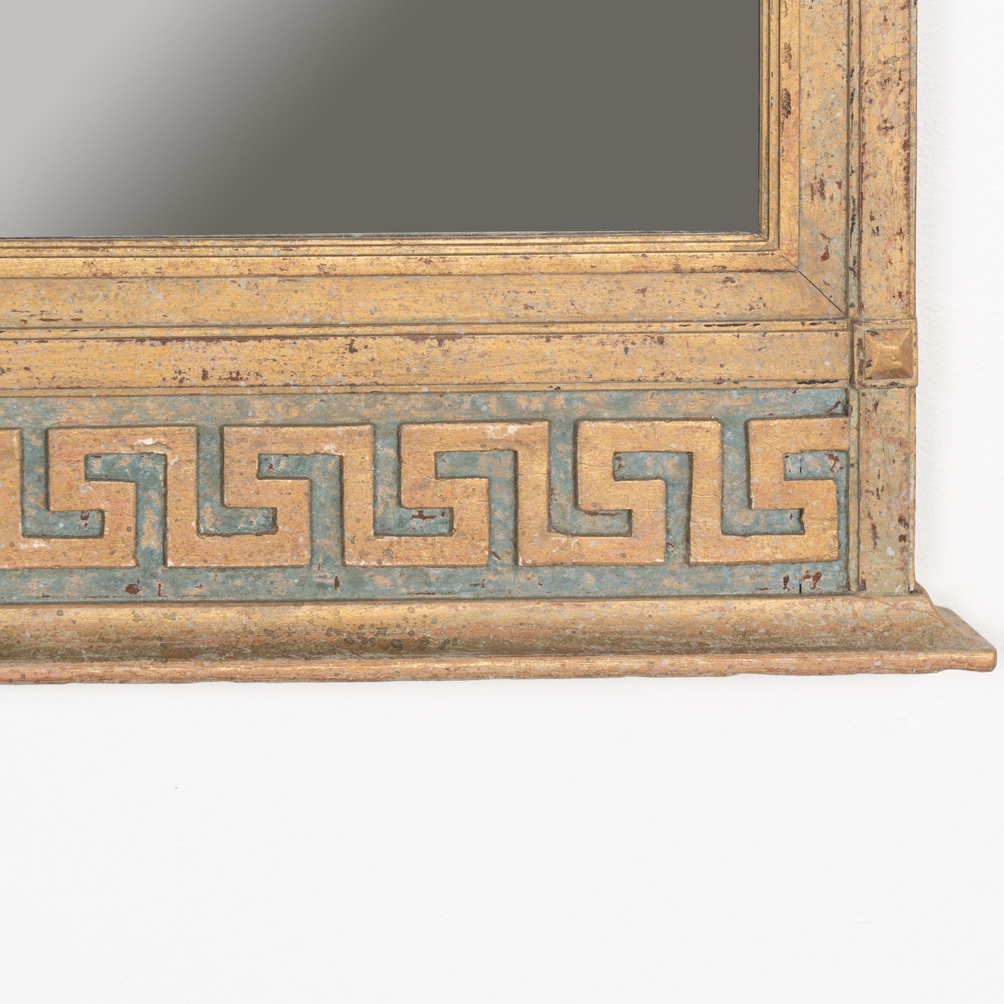 Gold and Blue Painted Trumeau Mirror, Sweden circa 1860-80 For Sale 2