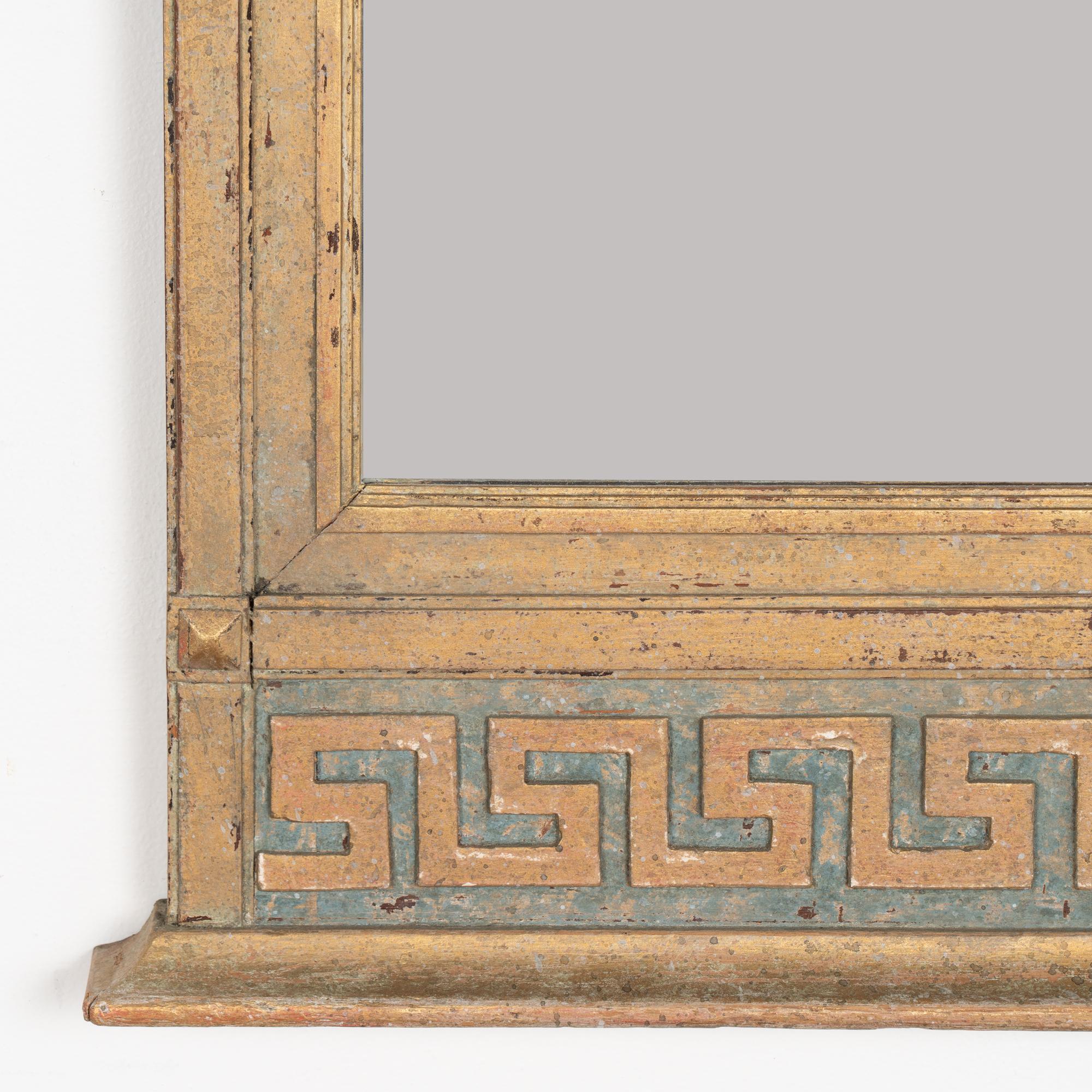 Gold and Blue Painted Trumeau Mirror, Sweden circa 1860-80 For Sale 3