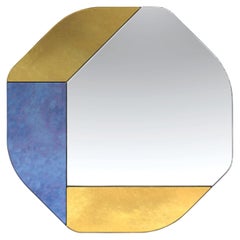 Gold and Blue WG.C1.B Hand-Crafted Wall Mirror