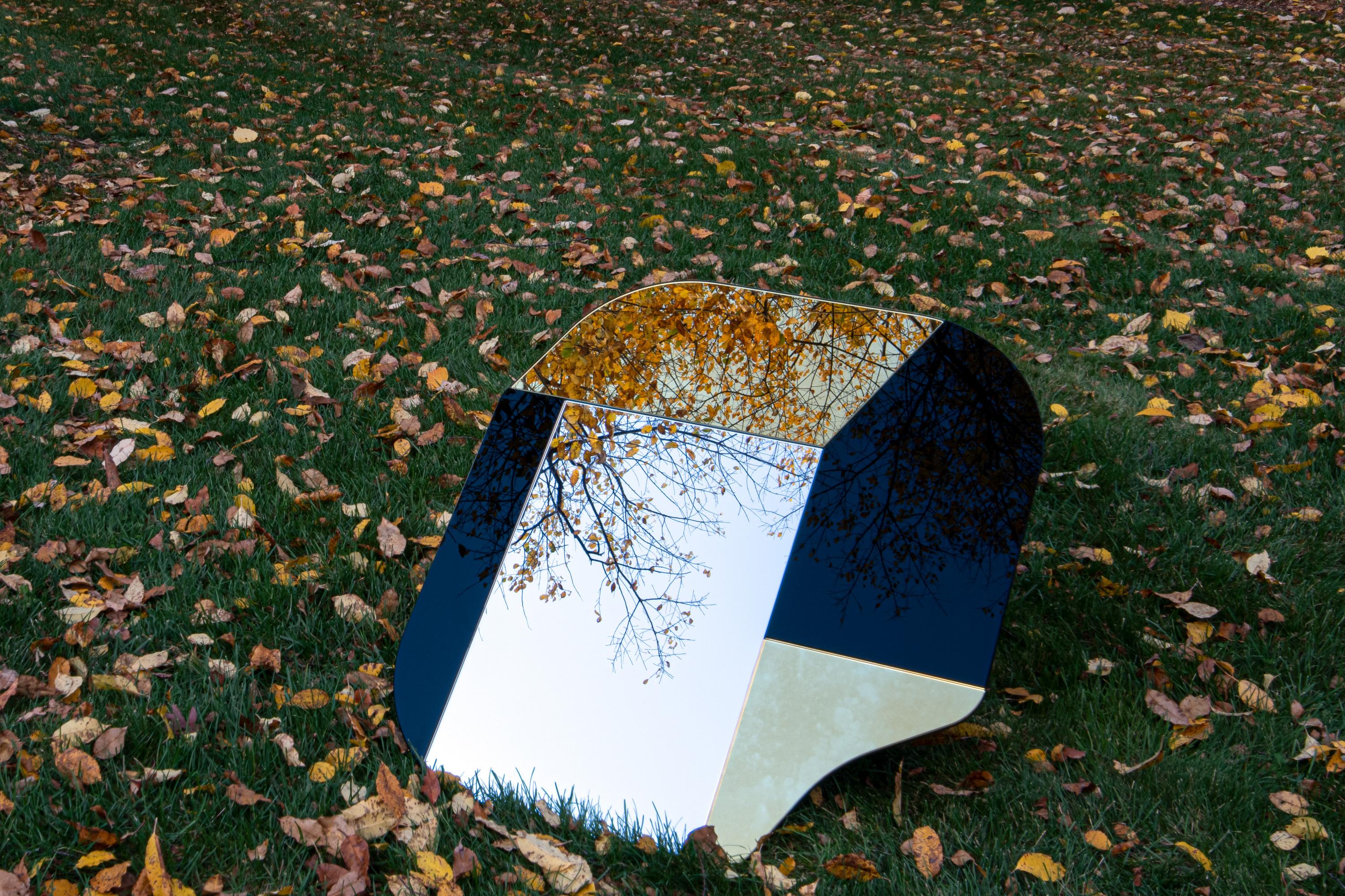 Contemporary Gold and Blue WG.C1.G Hand-Crafted Wall Mirror For Sale