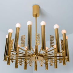 Gold and Brass Chandelier in Style of Sciolari, 1960