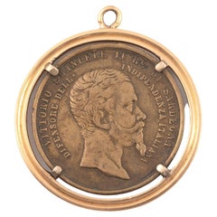 Gold and Bronze Italian Coin Pendant