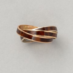 Gold and Brown Enamel Trinity Ring