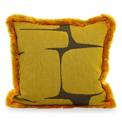 Gold and Brown Throw Pillows with Faux Fur Trim