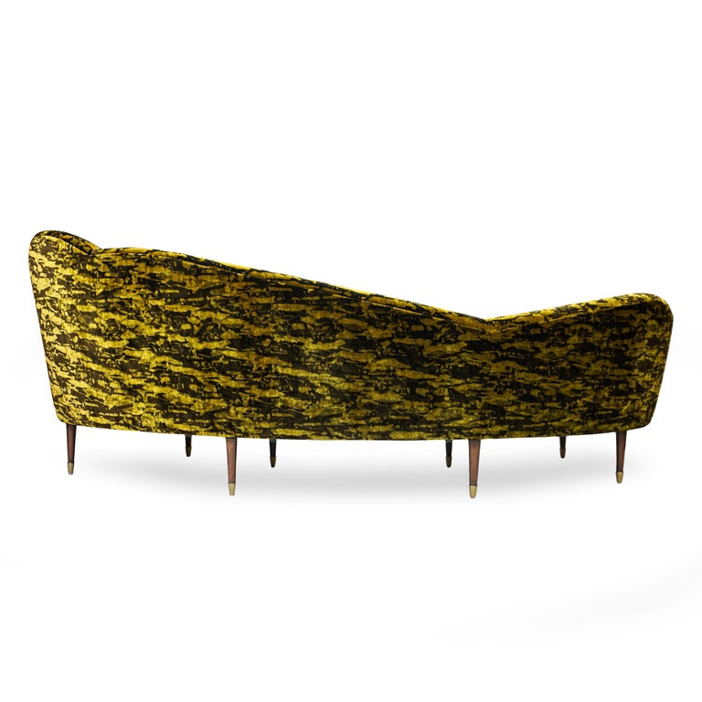 Gold and Brown Velvet Sofa For Sale at 1stDibs