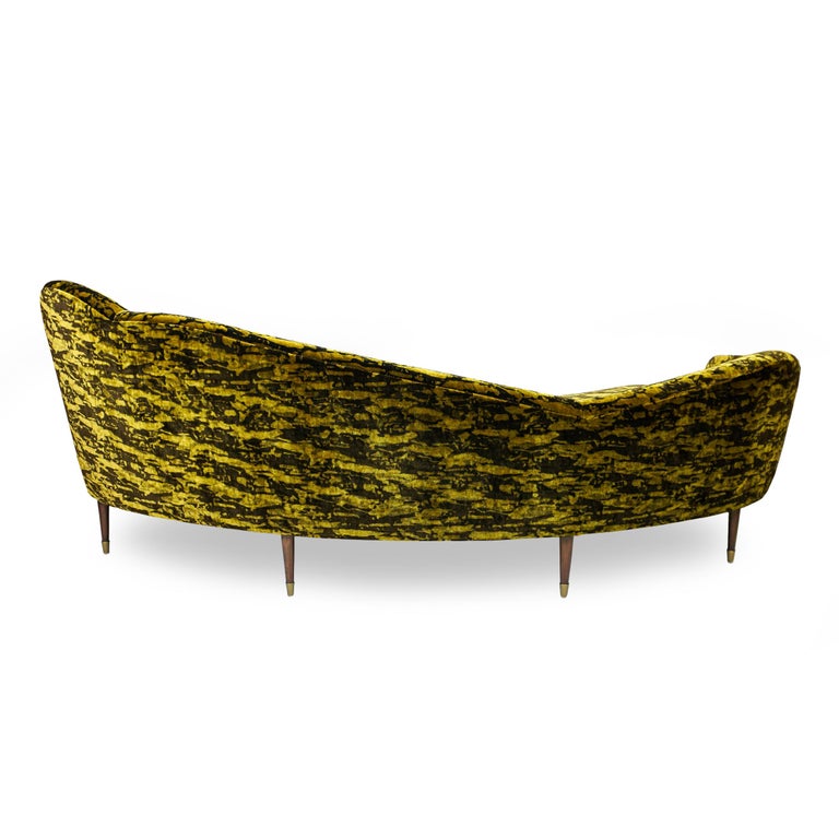 Gold and Brown Velvet Sofa For Sale at 1stDibs