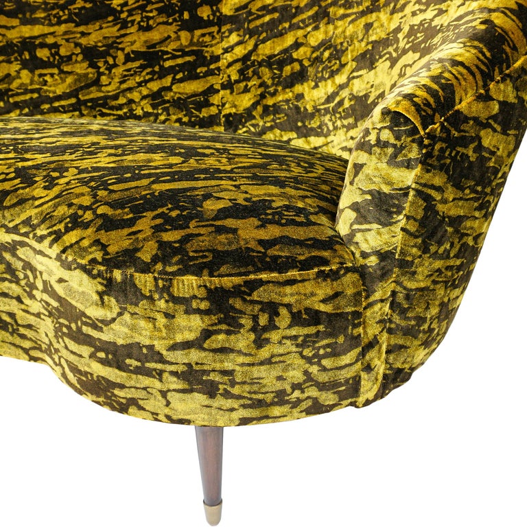 Gold and Brown Velvet Sofa For Sale at 1stDibs