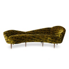Gold and Brown Velvet Sofa
