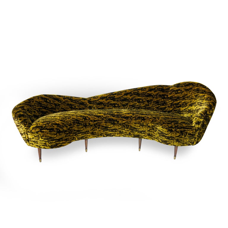 Gold and Brown Velvet Sofa For Sale at 1stDibs
