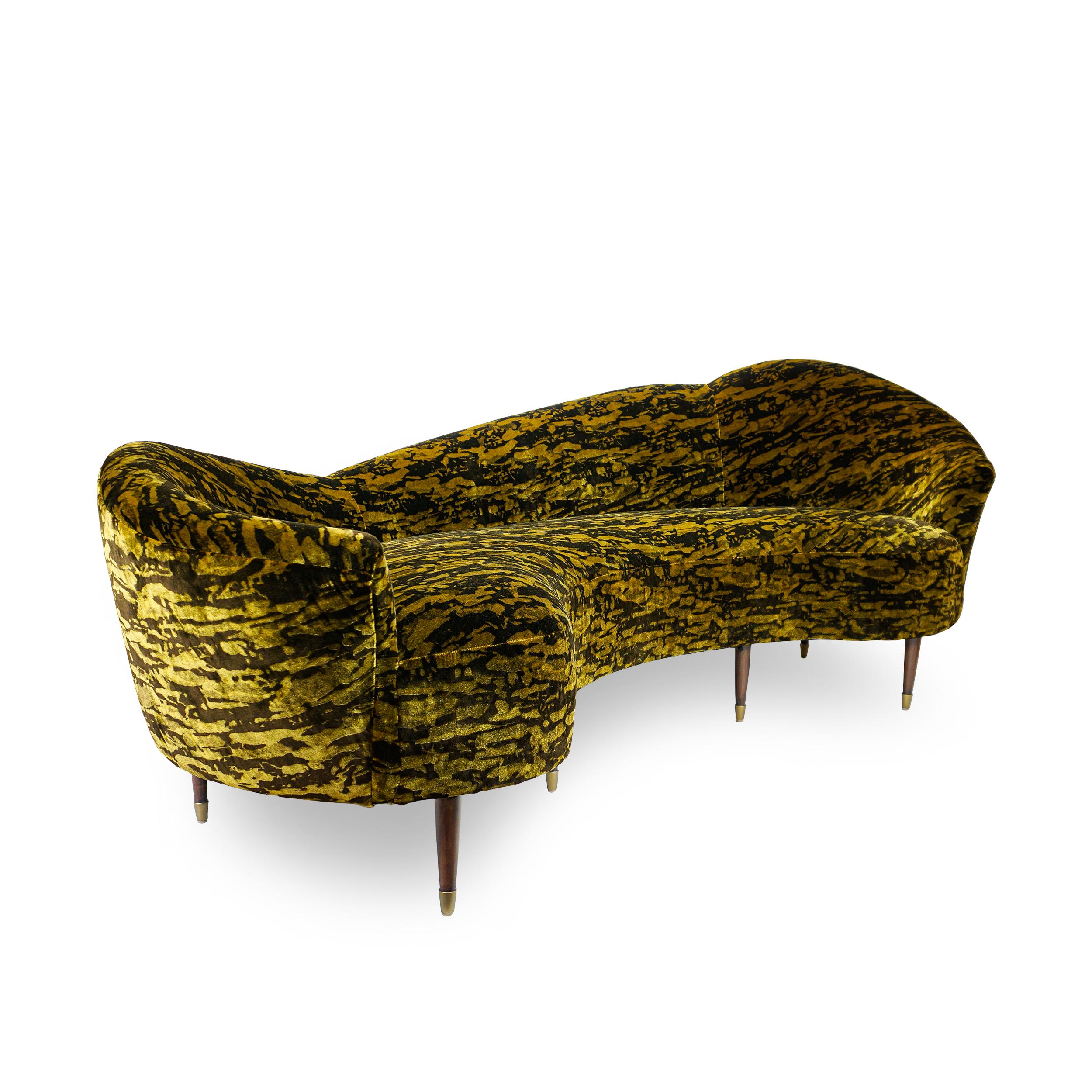 golden brown velvet sofa