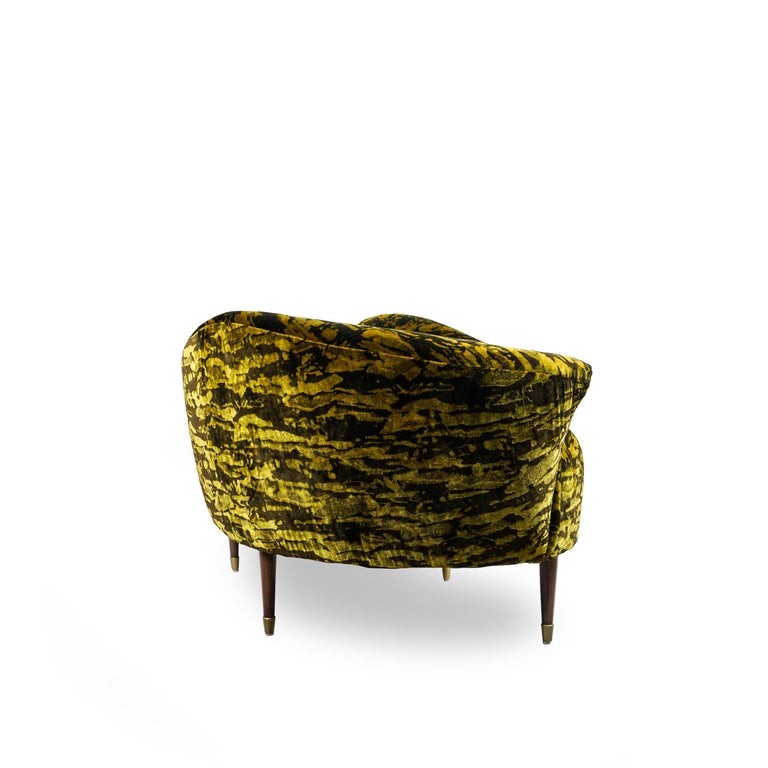 Gold and Brown Velvet Sofa For Sale at 1stDibs