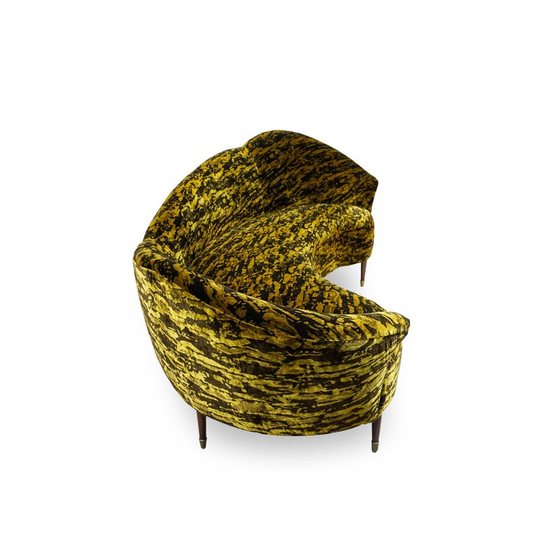 Gold and Brown Velvet Sofa For Sale at 1stDibs