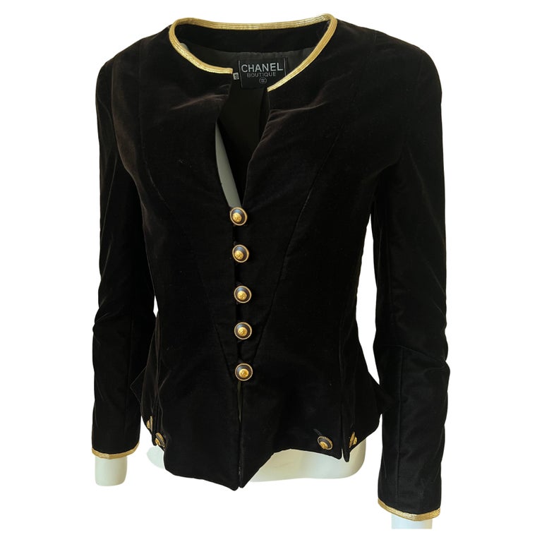 Gold and Brown Velvet Vintage Chanel Jacket