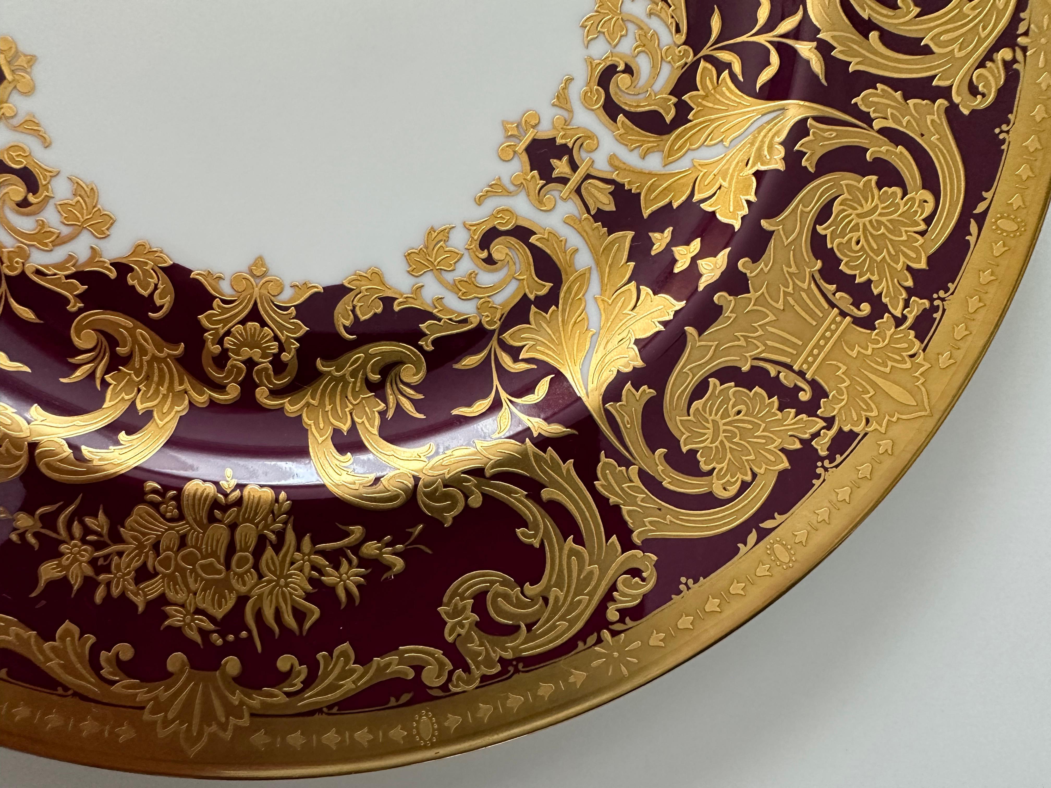 Baroque Gold and Burgundy Ornamental Decorative Plate in Barocco Style by De Lamerie For Sale