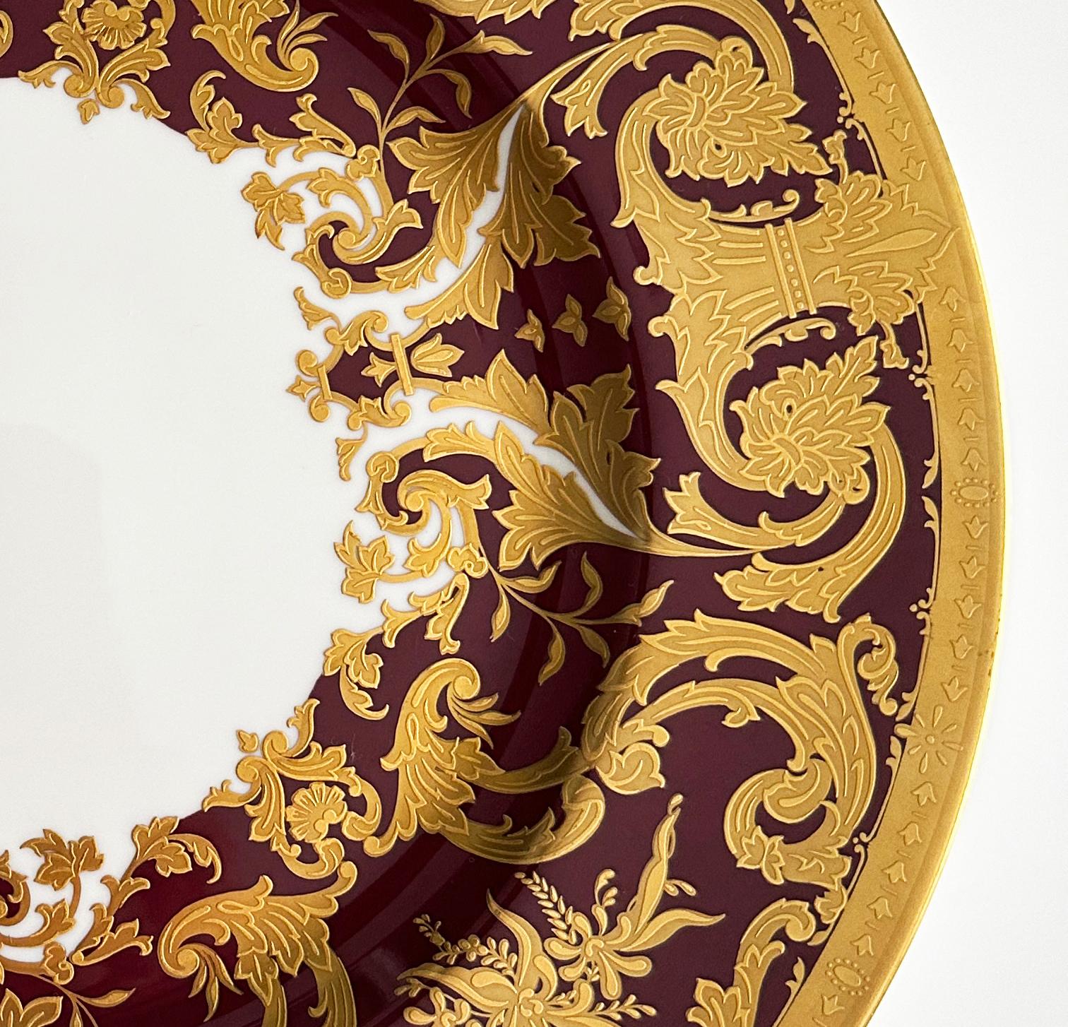 Contemporary Gold and Burgundy Ornamental Decorative Plate in Barocco Style by De Lamerie For Sale