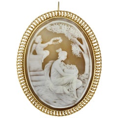 Gold and Cameo Brooch, Depicting a Neoclassical Scene