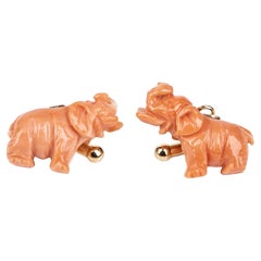Gold and Cerasuolo Coral Cufflinks Gold and Cerasuolo Coral Cufflinks