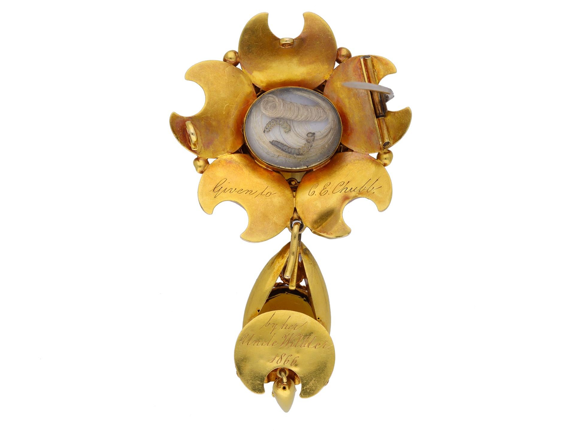 Victorian Gold and citrine brooch, circa 1866. For Sale