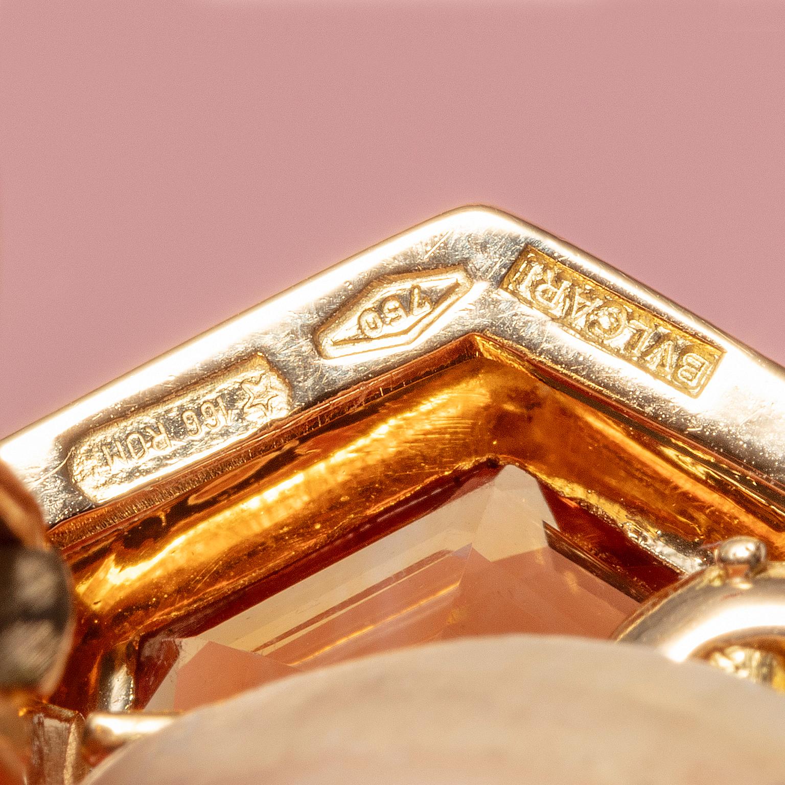 Gold and citrine Bulgari earrings In Excellent Condition For Sale In Amsterdam, NL