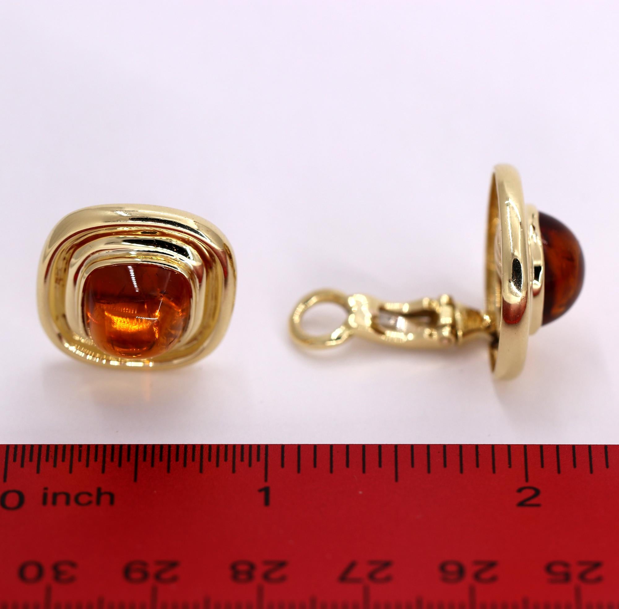Gold and Citrine Cushion Shaped Earrings 1