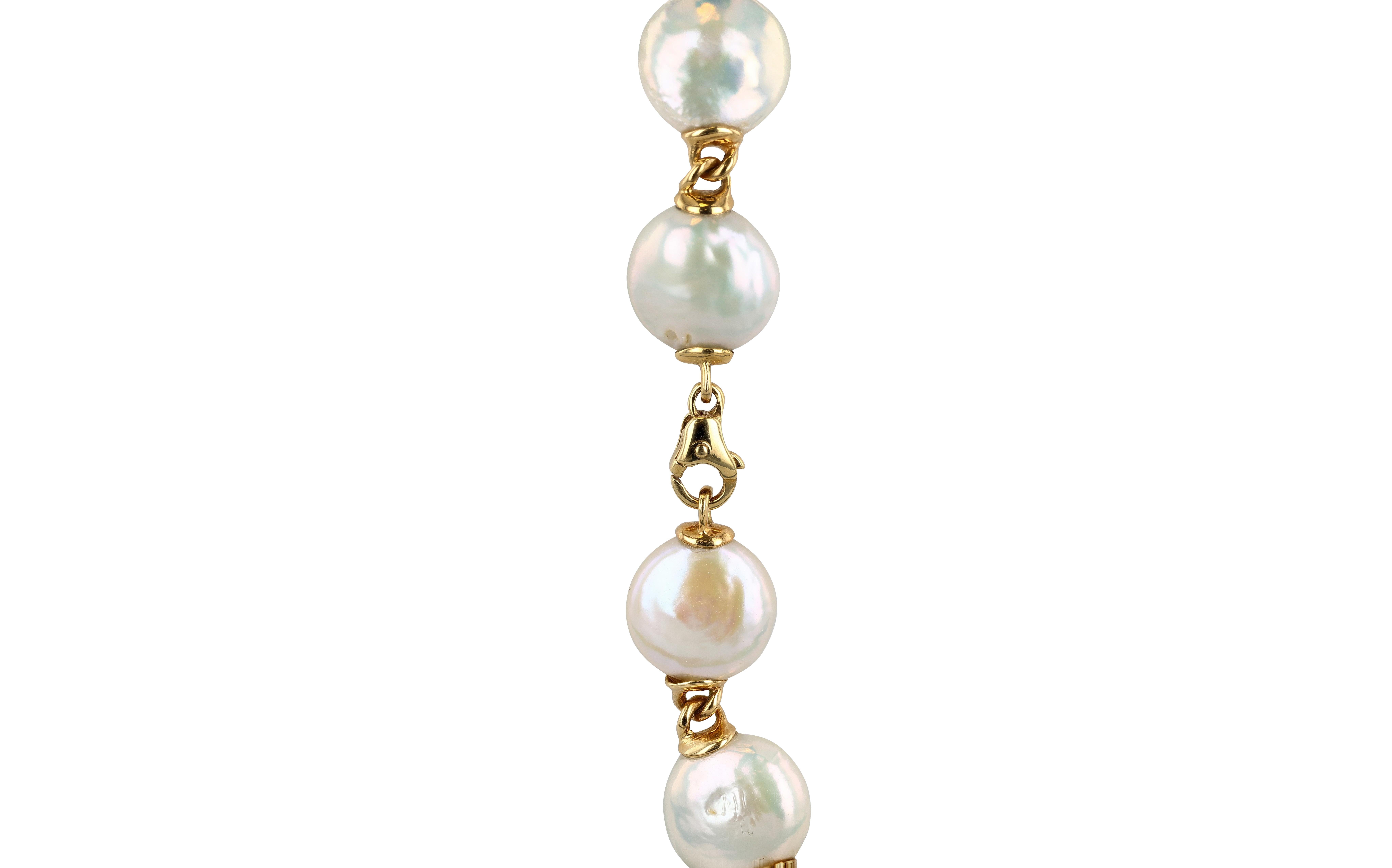 Collana Yvel Biwa in oro e monete di perle In condizioni ottime in vendita a Princeton, NJ