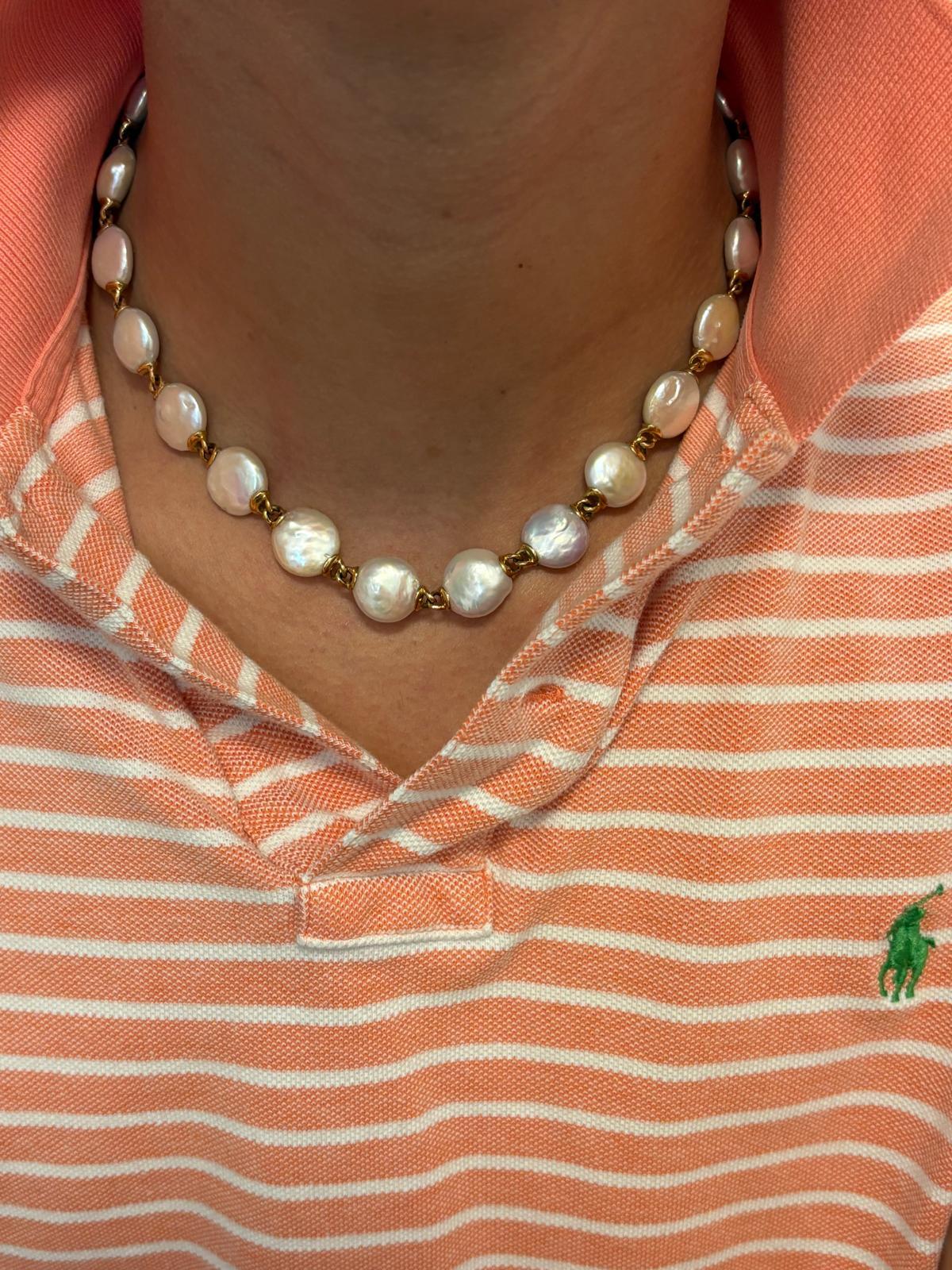 da uomo o donna Collana Yvel Biwa in oro e monete di perle in vendita