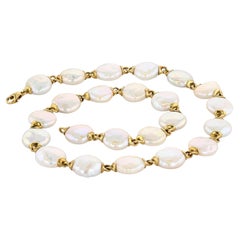 Gold and Coin Pearl Yvel Biwa Necklace
