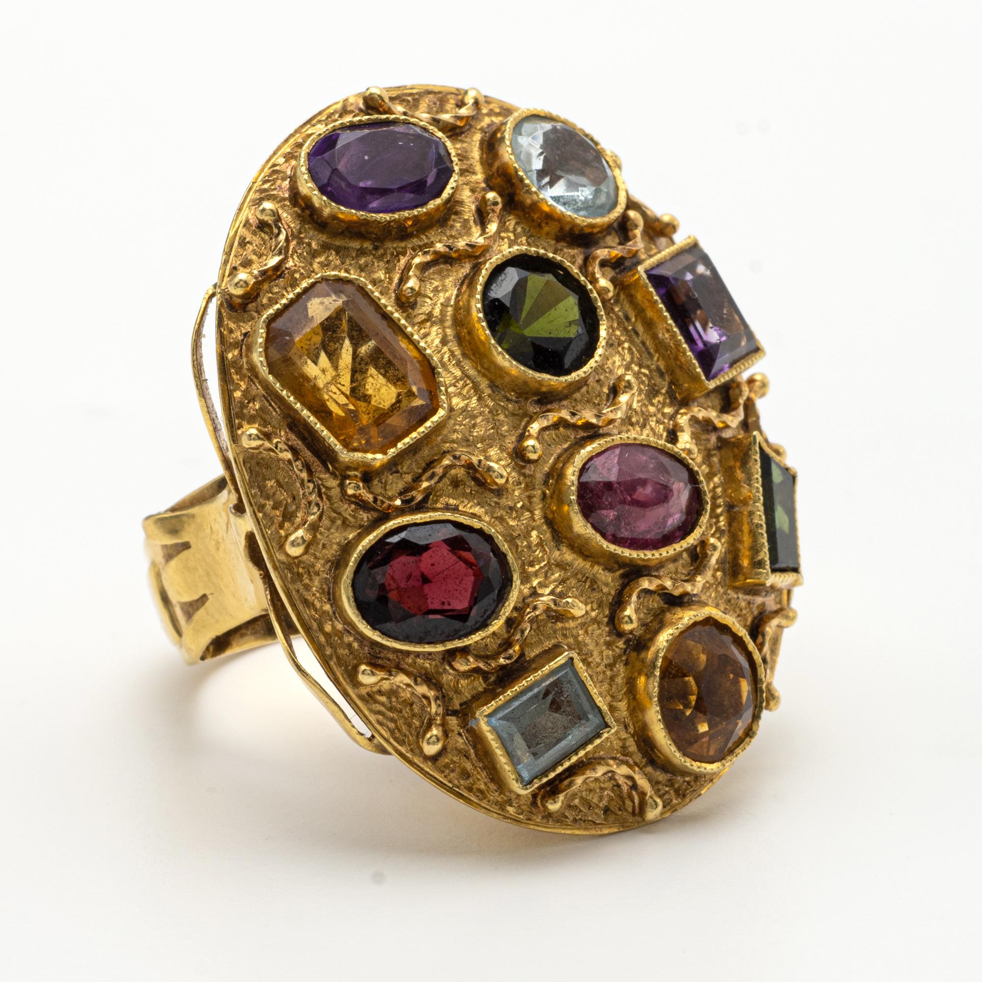 Gold and Colored Stone Ring
size 6