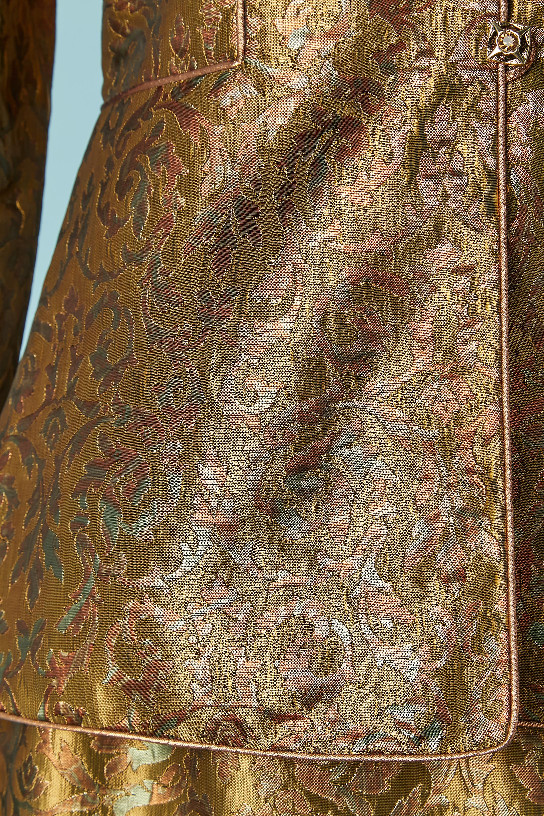 Gold and copper brocade skirt suit MMCF for Neiman Marcus In Excellent Condition For Sale In Saint-Ouen-Sur-Seine, FR