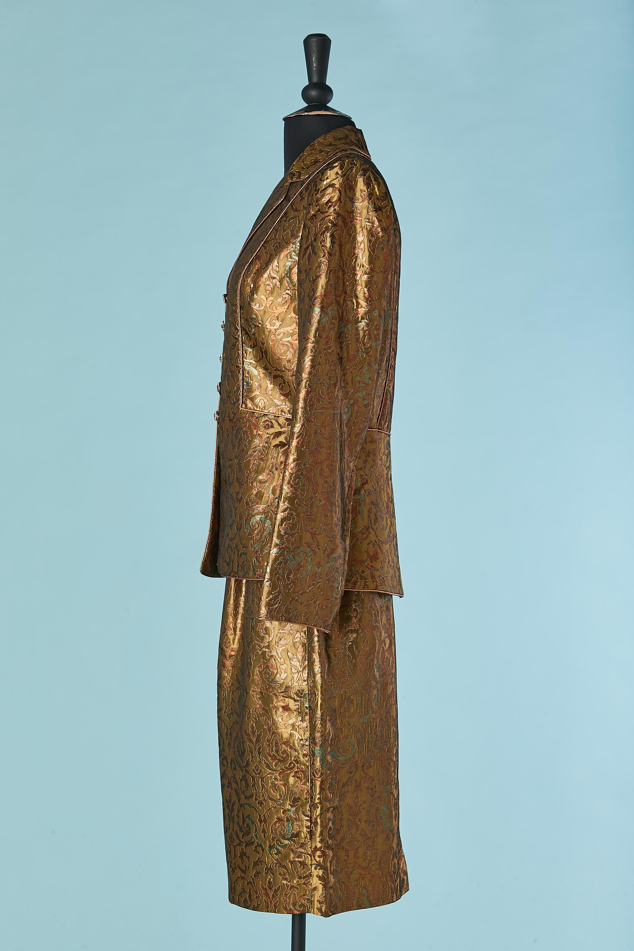 Women's Gold and copper brocade skirt suit MMCF for Neiman Marcus For Sale