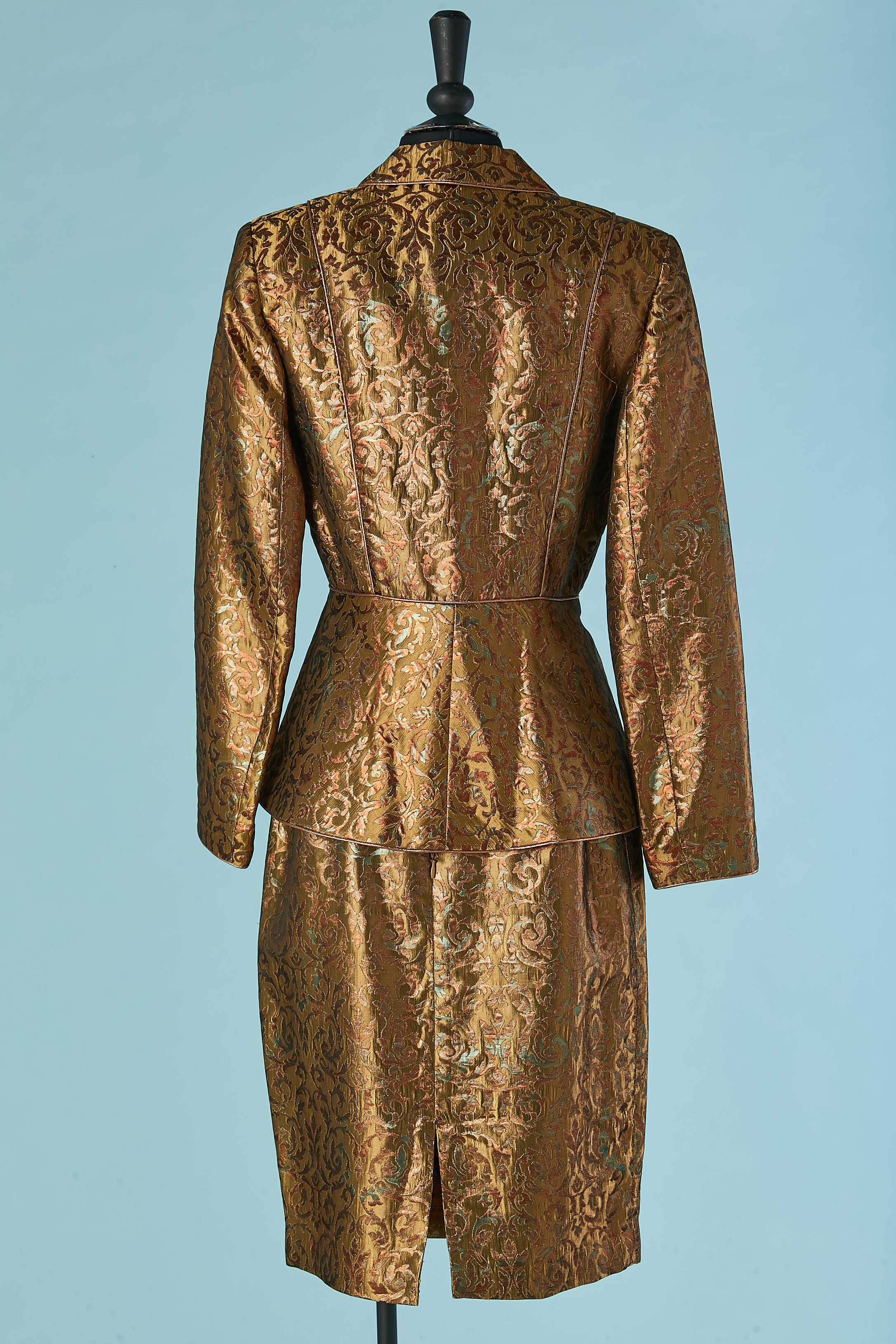 Gold and copper brocade skirt suit MMCF for Neiman Marcus For Sale 1