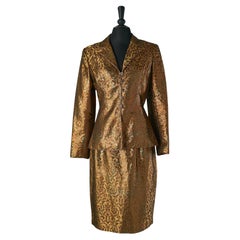 Abito con gonna in broccato oro e rame MMCF per Neiman Marcus