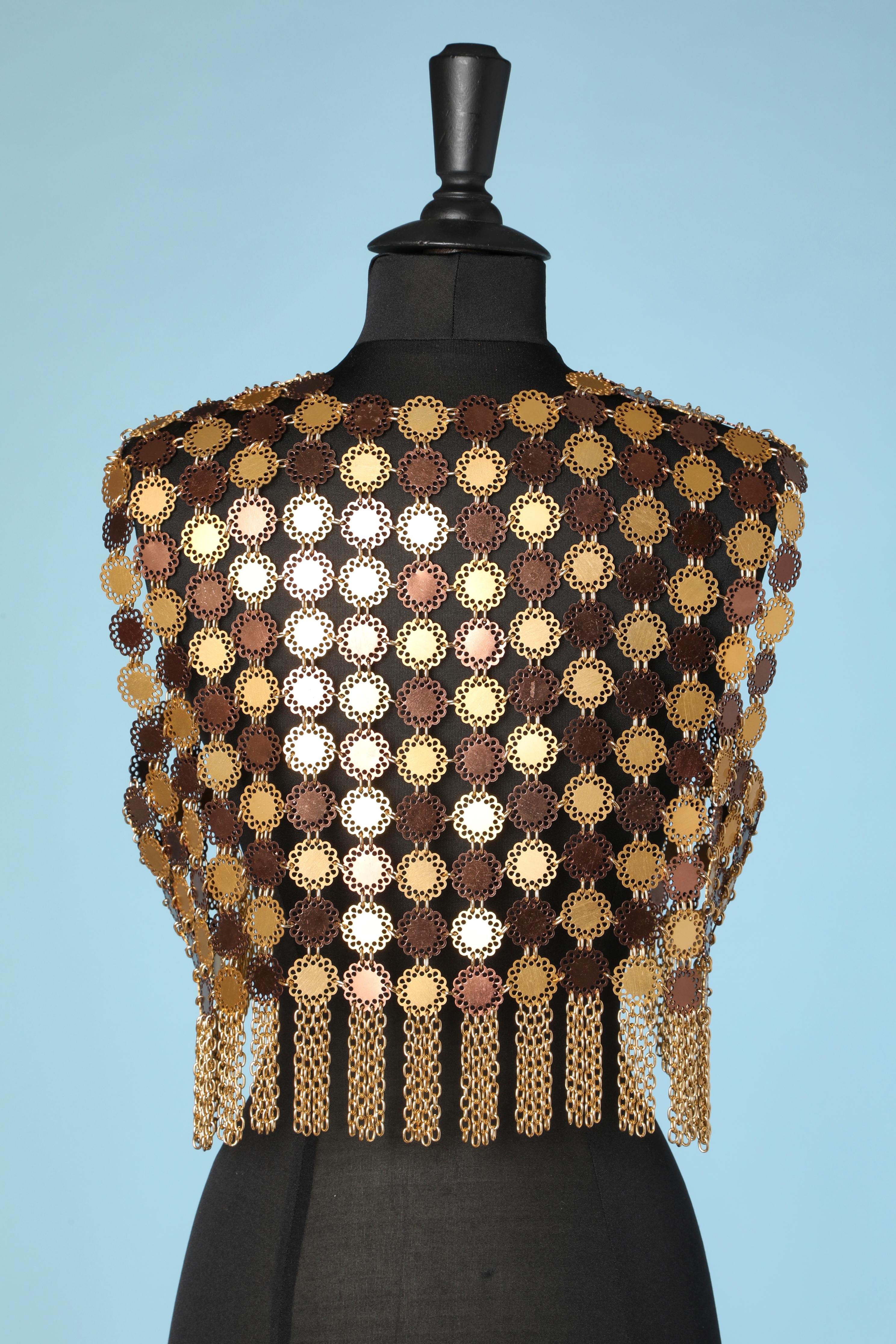 Black Gold and copper metal vest with gold metal fringes 
