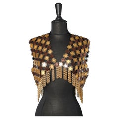 Gold and copper metal vest with gold metal fringes 