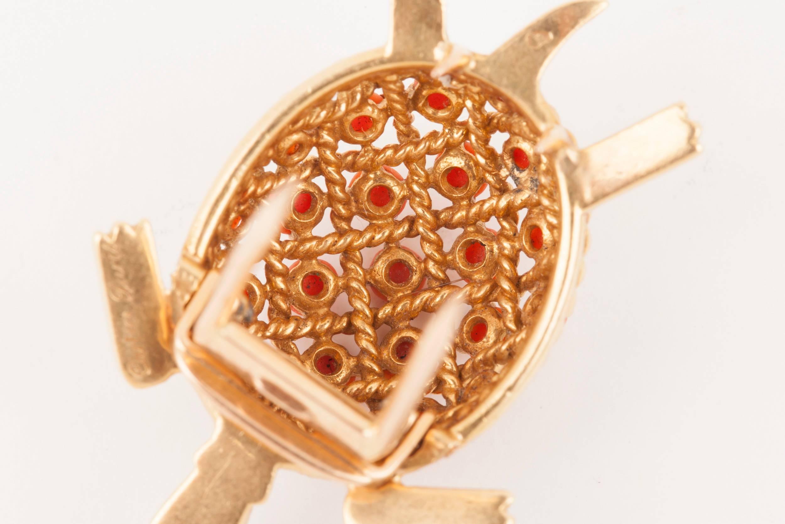 Gold and Coral Cartier Brooch 5