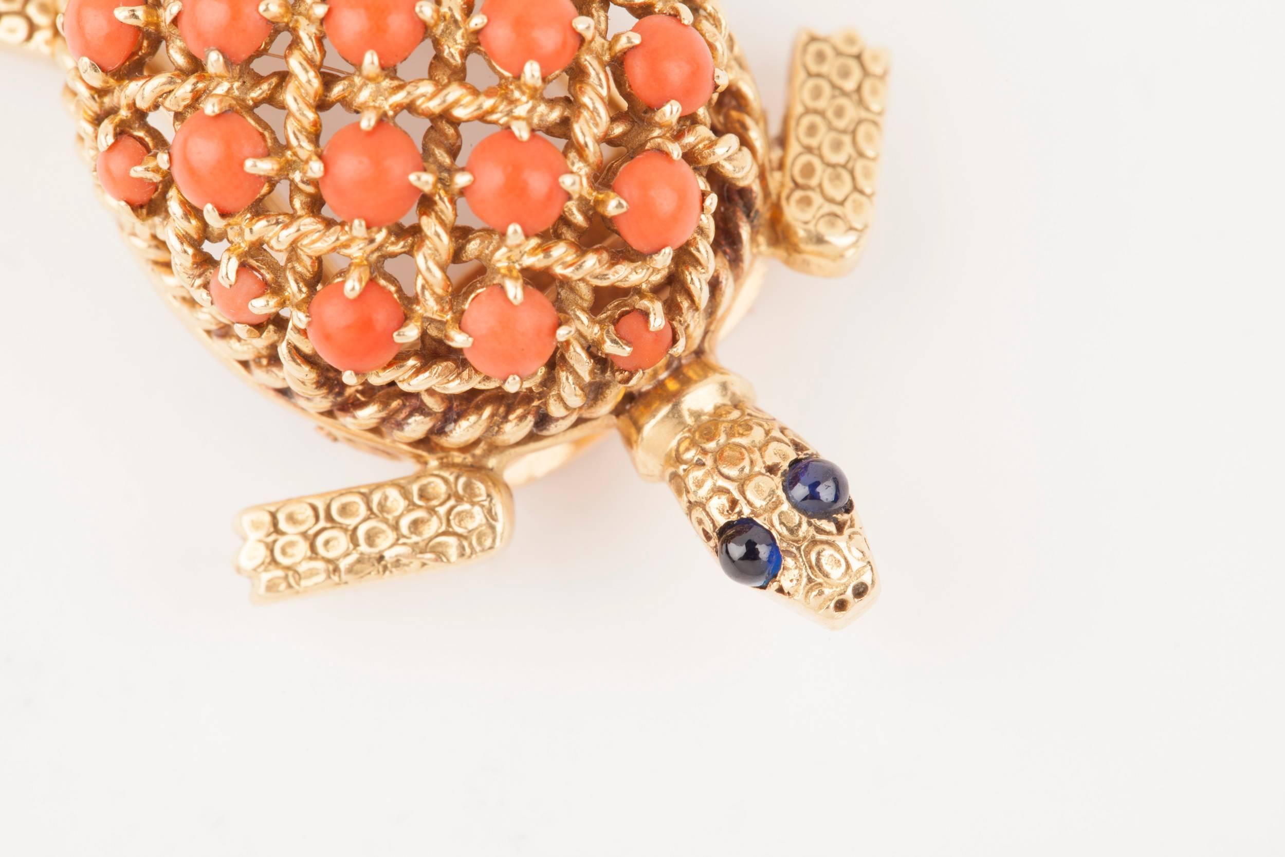 Gold and Coral Cartier Brooch 8