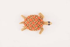Gold and Coral Cartier Brooch